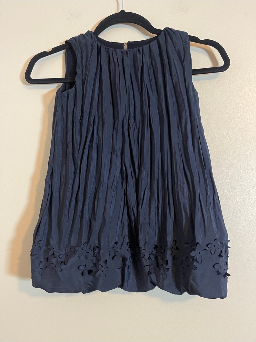 Il Gufo Top Girls 5 Dark Blue-Black Pleated Floral Dressy Summer Minimal Shirt